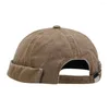 Baskenmütze im Stil von Rand ohne Docker -Kappe Vintage Rollted Manschette Harbor Hüte verstellbare Schädelbaumwatte -Mütze