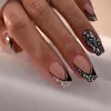 False Nails Black White With Glue Press On Acrylic Fake Detachable Nail Tips DIY Full Cover Manicure Tool