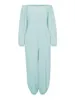 Kobiety Jumpsuits Rompers LW w rozmiarze Plus Women Ubranie z ramion z długim rękawem kieszonkową szyję baleau swobodny luźny kombinezon 230811