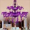 Chandeliers European Purple Luxury Crystal Chandelier Villa El KTV Living Room Corridor Decoration LED Candlelight Pendant Lamp