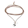 CHOKER CHOKER Vintage Boho Necko Collana Multilayer Charm Charm Wrap Gioielli in pelle Neckchain per Donne Teen Drop