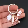 Keychains Lanyards Nurse Doctor Mask Key Chain Medical Aid Personnel Car Bag Keyring Syringe Stethoscope Pendant Accessories 7143