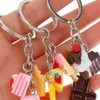 Keychains Lanyards beaux dessert en résine Cléchette pour femmes pour femmes décoration créative simulation chocolat glacée cède