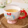 Кружки 400 мл корейский творческий симпатичный милый рократный медведь клубничные керамические чашки ручной работы домашний завтрак кофе чайный молоко.