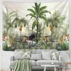 Tapestries Tree Tapestry Wall Hanging Tropical Leaves Floral Mönster Beach Wall Tapestry Animal Bakgrund Väggduk Tapestry R230812