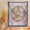 Tapissries Pentakel Tapestry Wall Hanging Witchy Forestcore Flower Occult Symbol Living Room Dorm Home Decor R230812