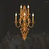 Lâmpada de parede Retro French Style Hanging Lâmpadas com 2 luzes El Home H65 Copper Classical Candle Sconce Light