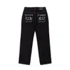 メンズジーンズY2Kジーンズヒップホップレタープリントブラックパンツ男性トレンドファッションパンクルーズストレートワイドレッグズボンストリートウェア230823