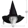 Beretten Hallowen Witch Sorceres Hoed Fancy Dress Party Kostuum Masquerade Feather Rose Flower Black Mode Pointed