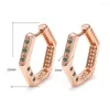 Boucles d'oreilles cerceaux Essff Rose Gold Color Green Stone pour femmes Boules d'oreilles en cercle géométrique à la mode