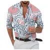 Мужские повседневные рубашки Элегантный дизайнерский весенний лето 3D Принт Hawaii Рубашка Blous