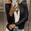 Bluzy męskie bluzy mody cekin kurtka brokat długie rękawy Krótkie płaszcze eleganckie sprężyny biuro podmorskie panie solidne streetwear 230812