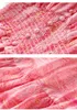 2023 Summer Pink Floral Print Dress Short Sleeve V-Neck-knappar MIDI Casual Dresses W3Q064506