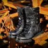 Botas para hombres motocicleta de cuero moda vaquero zapatos casuales hombres al aire libre deportes militar táctico punk 230812