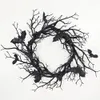 Other Event Party Supplies Halloween Wreath Bat Black Branch Wreaths With Red LED Light 45CM Wreaths For Doors Window Flower Garland Halloween Decoration 230811