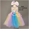 Girl'S Dresses Candy Girls Kids Ice Cream Tutu Dress With Bows Children Birthday Cake Smash P O Food Costume Dance Pageant Gown 2103 Dhsy4