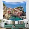 Tapissries Italy Cinque Terre Ocean Wall Tapestry Cover Beach Handduk Picknick Yoga Mat Hemdekoration R230812