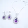 Necklace Earrings Set 2023 Fashion Vintage Purple Red CZ Zircon Party Jewelry Wedding Dressing Banquet Formal Dinner