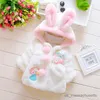 Jackets 2023 Winter Children Jacket Clothing Girl Rabbit Hooded Flower Embroidery Anime Baby Overcoat Kids Cotton Warm Infant Plush Coat R230812