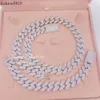 Aangepaste vergrendeling 15 mm Twee rij ijs uit sieraden Sterling Sier VVS losse Moissanite Diamond Cuban Link