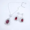 Necklace Earrings Set 2023 Fashion Vintage Purple Red CZ Zircon Party Jewelry Wedding Dressing Banquet Formal Dinner