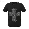 新しいスタイルフィリッププレーンメンTシャツデザイナーPPスカルダイヤモンドTシャツ短袖ボアグマブランドTシャツ高品質スカルTシャツTOPS P2153