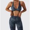 Women Leggings Moditin Gym Set workout Kleding voor vrouwen 2023 Sexy Beautiful Bra Bra High Taille 2 stuks Chique luipaard Tops broek