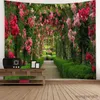 Tapisseries Green Plant Flower Landscape Tapestry 3D Söt filtvägg hängande hem vardagsrum sovsal sovrum dekor estetik tapiz r230812