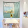 Tapestries Small Fresh Tapestry Window Scenery Flower Printed Dormitory Bedroom Back Ground Cloth Wall Hanging Home Decor R230812