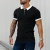 Magliette da uomo uomo uomo estate top corta cerniera zip girare girare slim fit giornaliero indossare abiti t-shirt a metà lunghezza