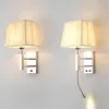 Стеновая лампа Nordic Современные светодиодные светодиодные световые кровати светильники Ткани