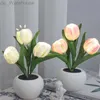 LED Tulip Flower Lamp Atmosphere Tulip Night Light Lamp Night Simulation Pot Nightlights Tulips Table Lamp Room Decor HKD230812