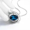 Pendant Necklaces Garilina Trendy Jewelry Hollow Geometric Czech Blue Crystal Ladies Anniversary Necklace For Women AP2098