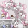 Dekoration 98 Stück Rosa Silber Schmetterling Ballon Girlande Geburtstagsdekoration Kinder Hochzeitsdeko Babyparty Mädchen Ballon