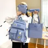 学校のバッグセット4 Buah Tas Sekolah Ransel Wanita Fashion Gaya Harajuku Tahan Air Kanvas Kapasitas Besar Cocok Untuk Semua