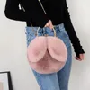 Kvällspåsar Sling Bag Women Pink Rabbit Ears Bag Chain Shoulder Crossbody Bag Plush Handväska Kvinnor 230812