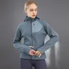 Dames sport half zip hoodie losse set rimpel resistent fleece warme fitnessjack