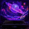 Tapestries Galaxy Space Wall TapestryカラフルなヒッピーマウンテンタペストリーブラックライトUVリアクティブな審美部屋の装飾