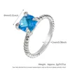 Trendiga uttalande Ring 4 Prongs Ställa in 8mm Blue Cubic Zirconia Design Rings smycken för kvinnor Män