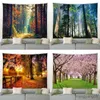 Tapestries Customizable Natural Forest Large Tapestry Autumn Landscape Hippie Wall Hanging Tapestry Bedroom Living Art Blanket R230812