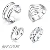 Cluster anneaux 925 Serling Silver 4pc / Set Fashion Charm Finger Ring Set pour les femmes Boho Knuckle Party Mariage Girl Jewelry