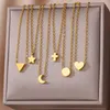 Pendant Necklaces 316L Stainless Steel For Women Gold Color Round Triangle Cross Heart Moon Star Necklace Jewelry