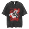 T-shirts masculins Berserk T-shirt Men Anime Tshirt lavé vintage Coton Colaire à manches