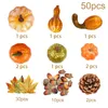 Other Event Party Supplies 50pcs Simulation Pumpkin Golden Autumn Mini Pumpkin Set Halloween Pumpkin Thanksgiving Decoration Pumpkin Pine Cones Acorns 230812