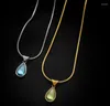 Chaines Titanium Steel Water Drop Zircon Pendant