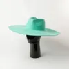 Boinas Cyan Apple Green Light Top Fedora Hat lana de gran tamaño 16 cm Grandes aleros para hombres y mujeres