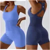 LL-6949 Womens Jumpsuits Yoga Outfits Mouwloos Nauwsluitende Dans Een Stuk Jumpsuit Korte Broek Snel Droog Ademend Overall