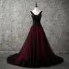 Новые варианты v-образных рукавов черно-красные свадебные платья кружев