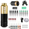 Kit de tatouage de tatouage Tattoo Machine Complete Tattoo Tattoo Machine Wireless Power Alimentation Permanent Maquillage Débutant Art Fournitures 230811