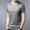 Men's T Shirts 9 Color Silk Blended Short Sleeve T-shirt Summer Plain Round Neck High Quality Undershirt Tops Men Clothes Solid Black Red